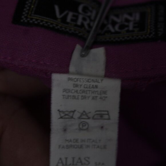 Gianni Versace Couture Sz 38 x 34 Purple Silver Hardware Unlined Linen Mod Pant - Picture 13 of 16